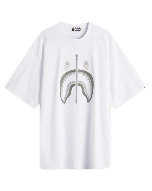 A Bathing Ape White Chain Stitch Shark Relaxed Fit T-Shirt for men