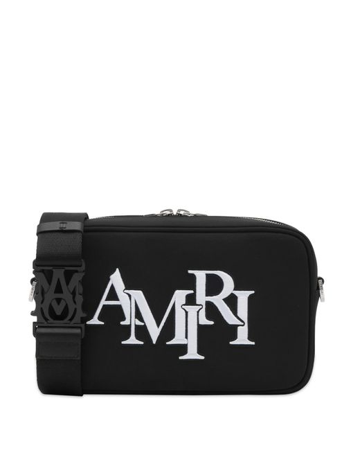 Amiri Black Staggered Logo Camera Bag for men