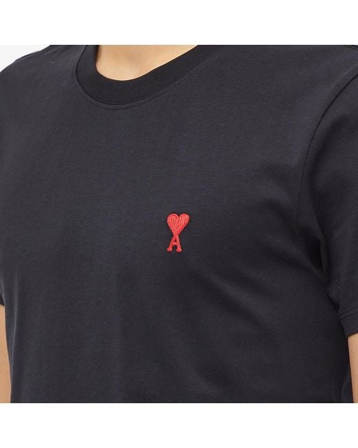 AMI Black Ami A Heart T-Shirt for men