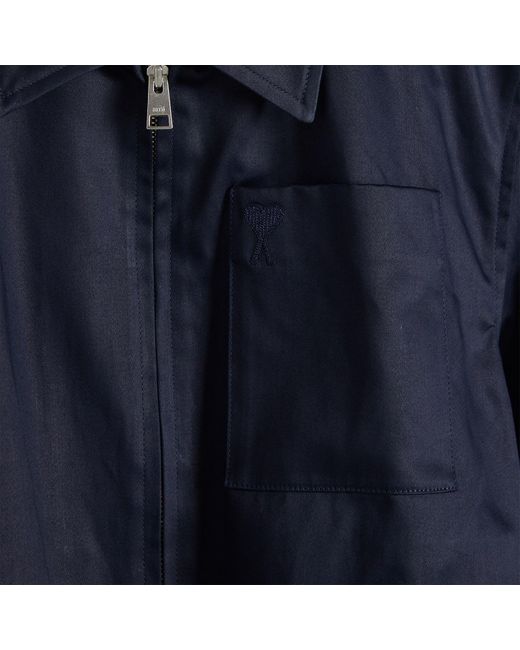 AMI Blue Adc Zipped Cotton Jacket for men