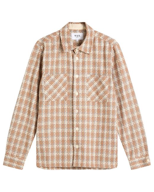 Wax London Natural Whiting Ladder Check Weave Overshirt for men