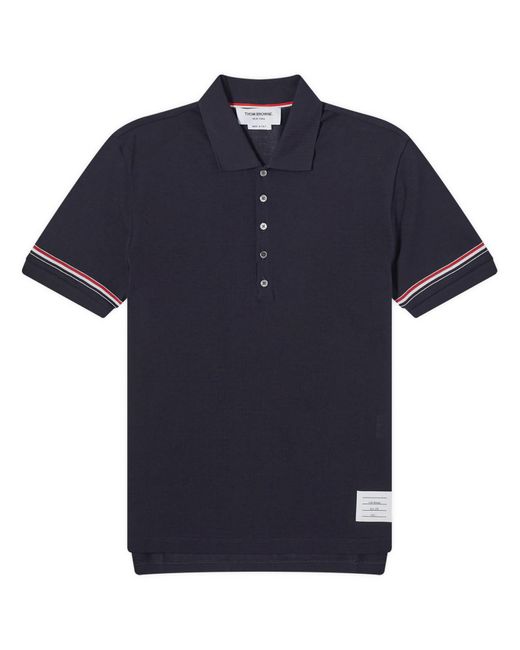 Thom Browne Blue Lightweight Textured Cotton Polo Shirt for men