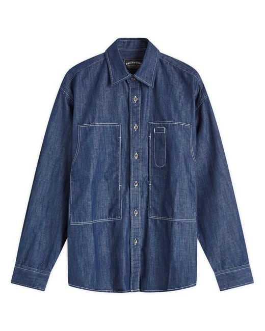 ★TRILLION★2025SS★Carpenter pocket denim work shirt★3色 FRIZMWORKS Denim Carpenter Pocket Work Shirt in Blue for Men
