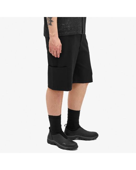 Han Kjobenhavn Black Wool Elasticated Wide Leg Shorts for men