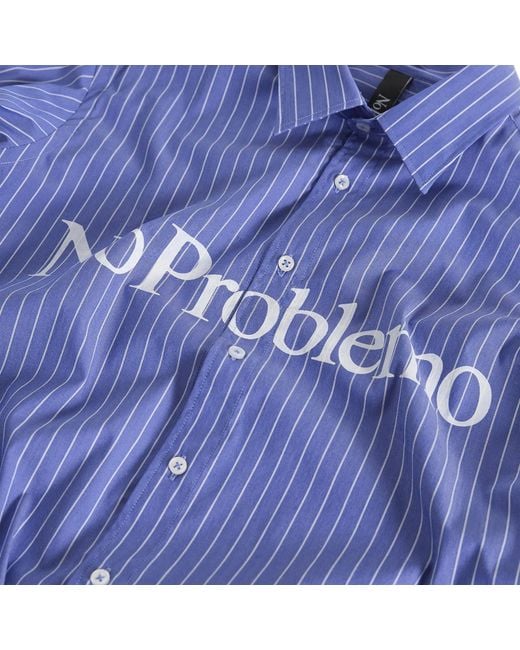 No Problemo Blue Logo Stripe Poplin Shirt