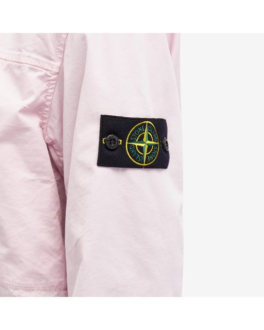 Stone Island Pink Supima Cotton Twill Stretch-Tc Zip Shirt Jacket for men