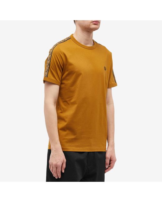 Fred Perry Orange Contrast Tape Ringer T-Shirt for men