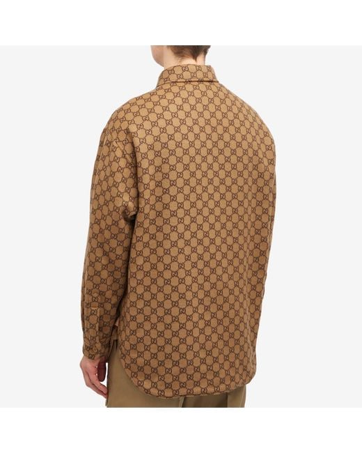 Gucci Brown Gg Monogram Overshirt for men