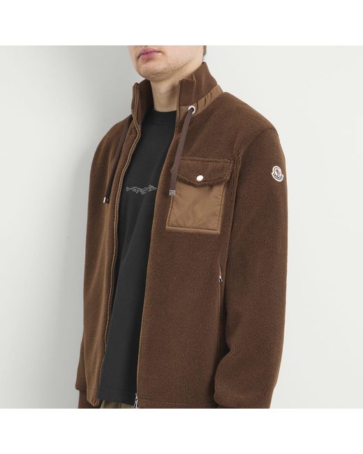 Moncler Brown Teddy Fleece Zip Up Fleece for men
