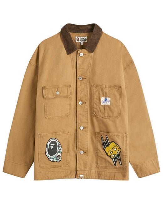 A Bathing Ape Brown Washed Duck Coverall Jacket for men