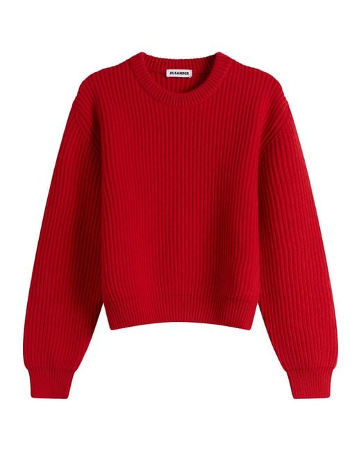 Jil Sander Red Long Sleeve Jumper