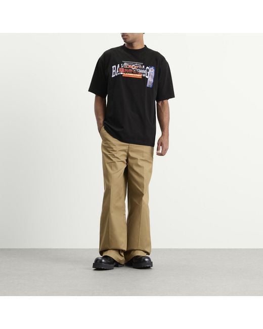 Balenciaga Black Bumper Stickers T-Shirt for men