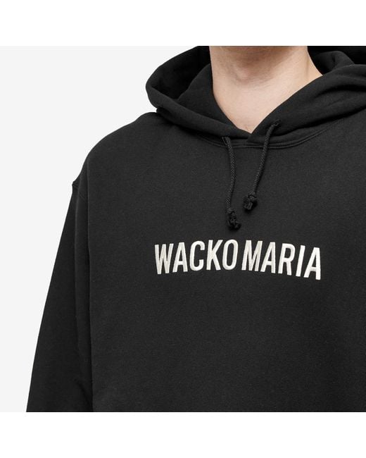 Wacko Maria Black Middleweight Logo Hoodie for men