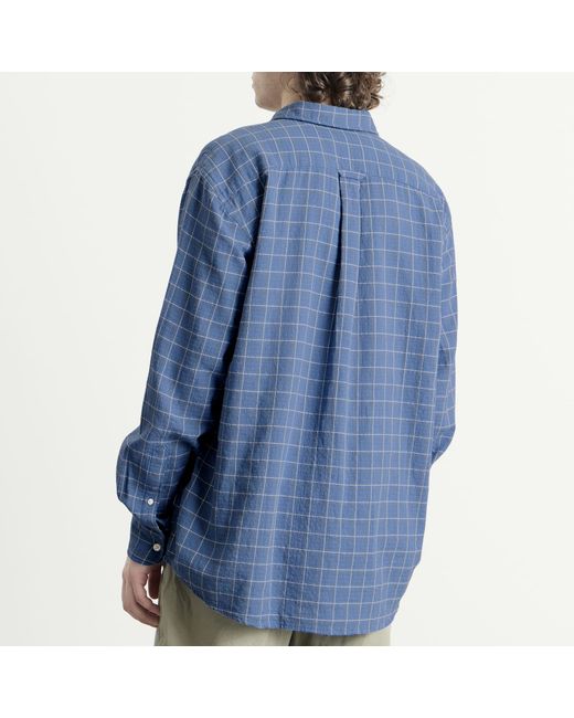 Forét Blue Scout Loose Weave Check Shirt for men