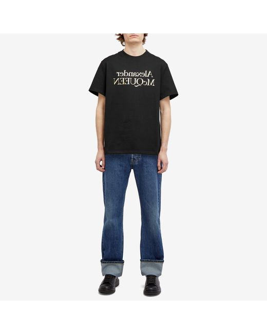 Alexander McQueen Black Reflected Foil Logo T-Shirt for men