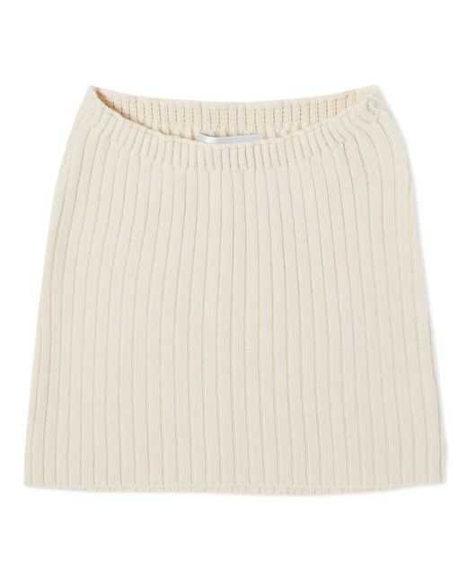 Danielle Guizio Cashmere Low Rise Rib Mini Skirt in Ivory (White) | Lyst