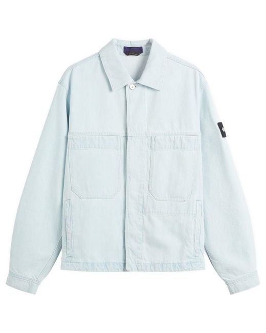 Stone Island Blue Denim Research Ultra Bleached Denim Jacket for men