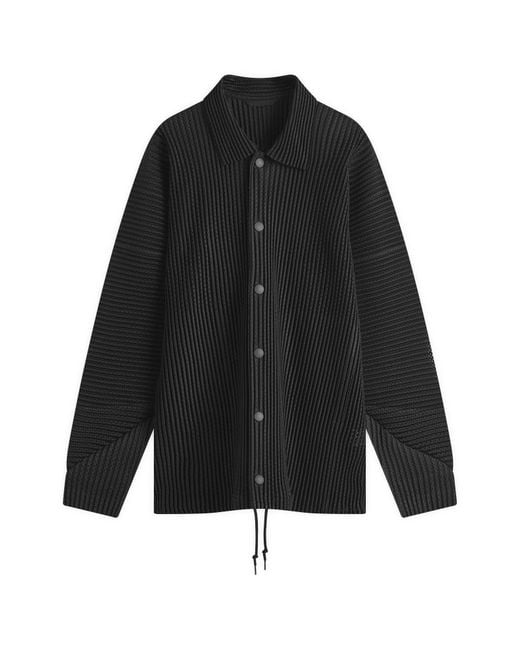 Homme Plissé Issey Miyake Black Pleated Mesh Coach Jacket for men