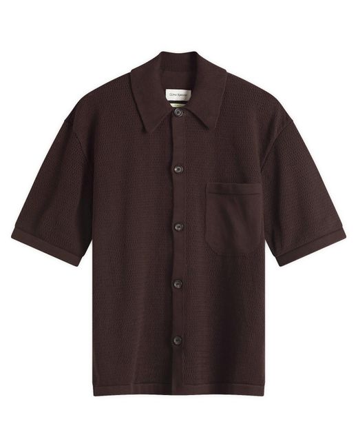Oliver Spencer Brown Short Sleeve Mawes Knited Shirt for men
