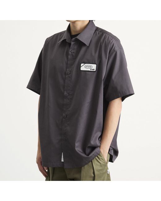 (w)taps Gray Logo Work Shirt for men