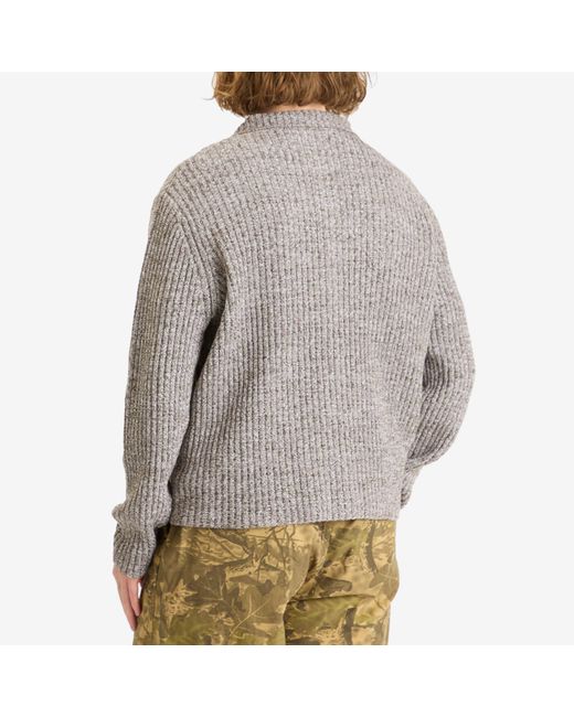 Brain Dead Gray Rib Knit Cardigan for men