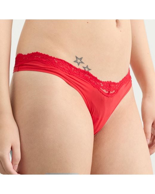 Skims Red Fits Everybody Lace Dipped Thong 5 Pack