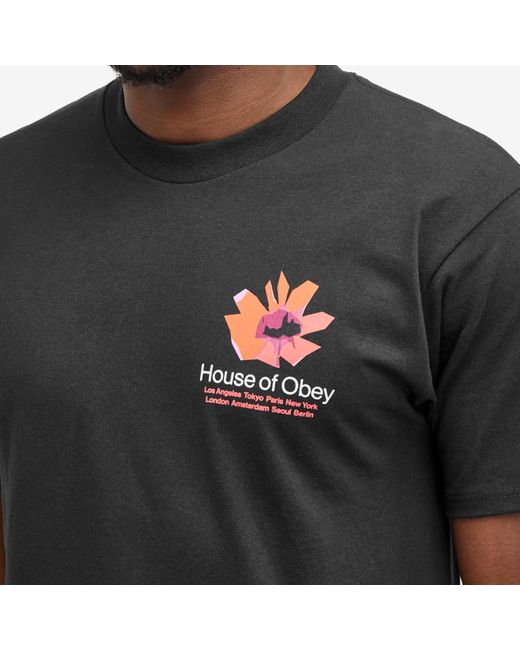 Obey Black House Of Floral T-Shirt for men