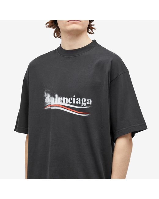 Balenciaga Black Political Campaign Stencil T-Shirt for men