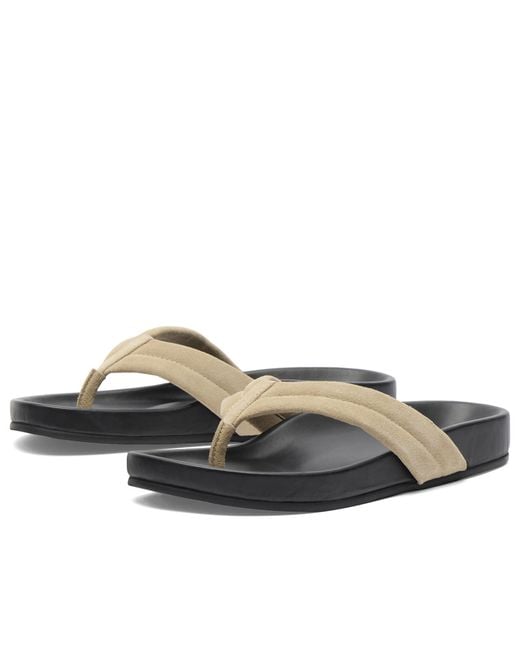 St. Agni Blue Suede Stitch Detail Thong Slide