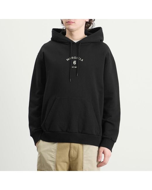 Maison Margiela Black Mm6 Margiela 6 Printed Hoodie for men