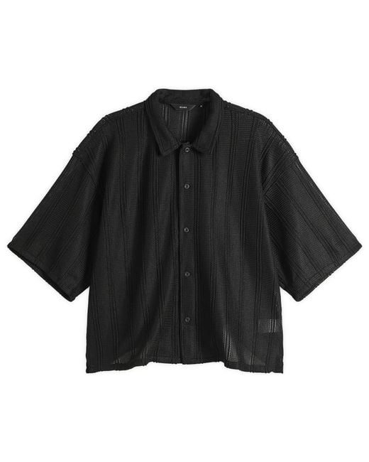 Beams Plus Black Mesh Open Collar Shirt for men
