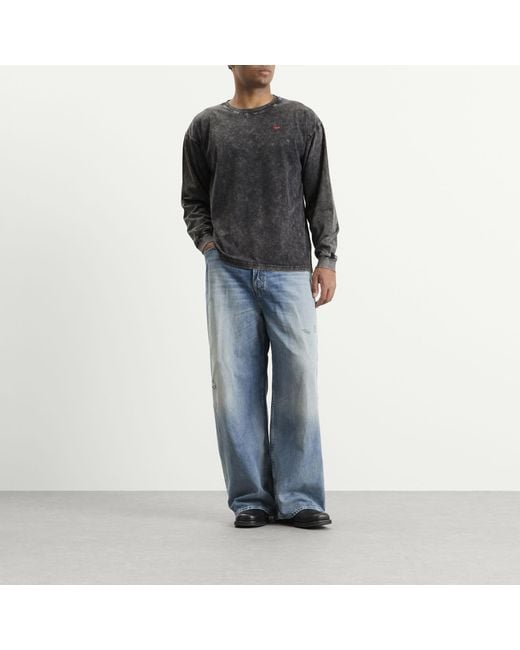 DIESEL Black Garment Dyed Long Sleeve T-Shirt for men