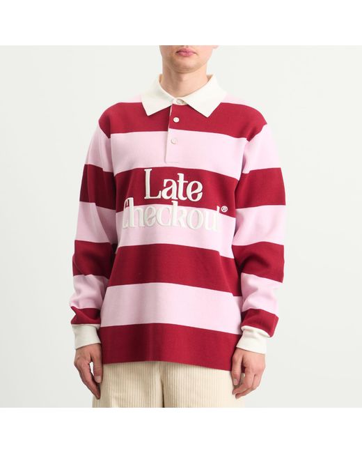 Late Checkout Red Rugby Polo for men