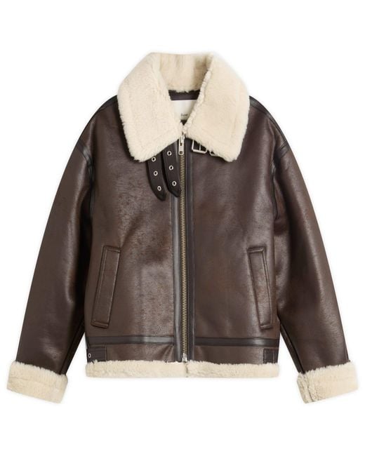DUNST Brown Oversized Shearling Jacket