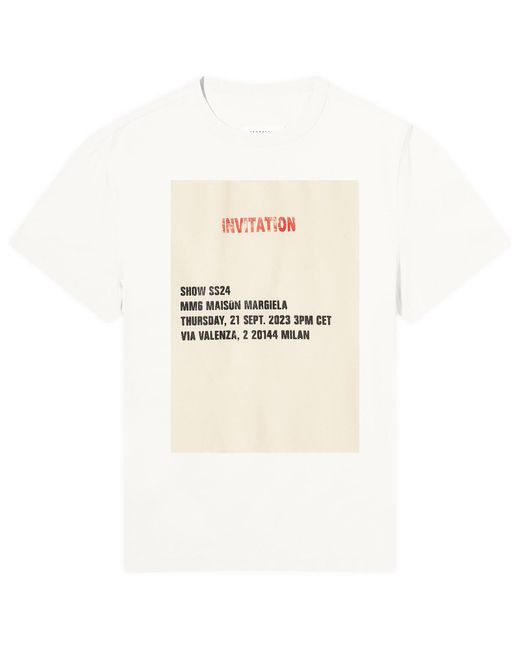 MM6 INVIATIONプリント ホワイト Tシャツ MM6 by Maison Margiela Show Invitation Logo T-Shirt in White for