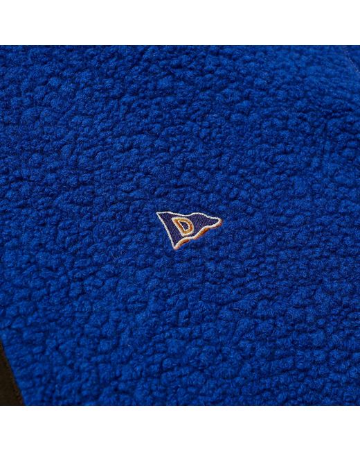 Drake's Blue Boucle Wool Zip Fleece Jacket for men