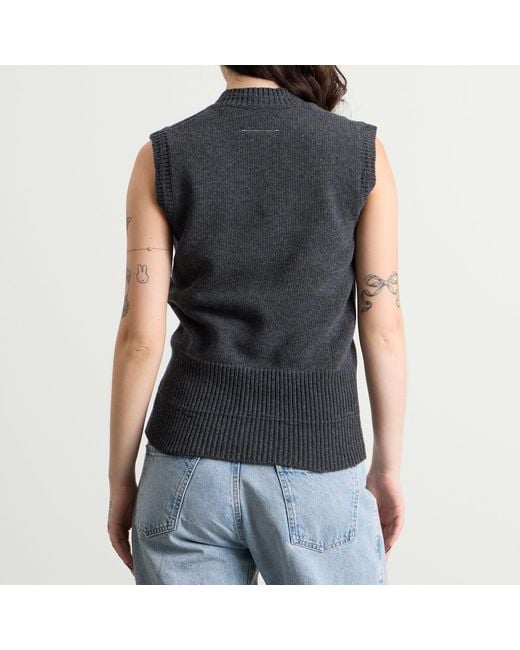 Maison Margiela Blue Mm6 V-Neck Knitted Vest