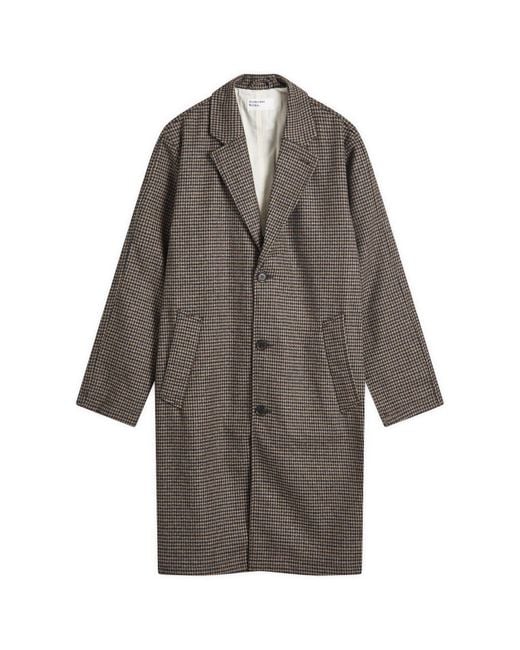 Universal Works Brown Tweed Top Coat for men