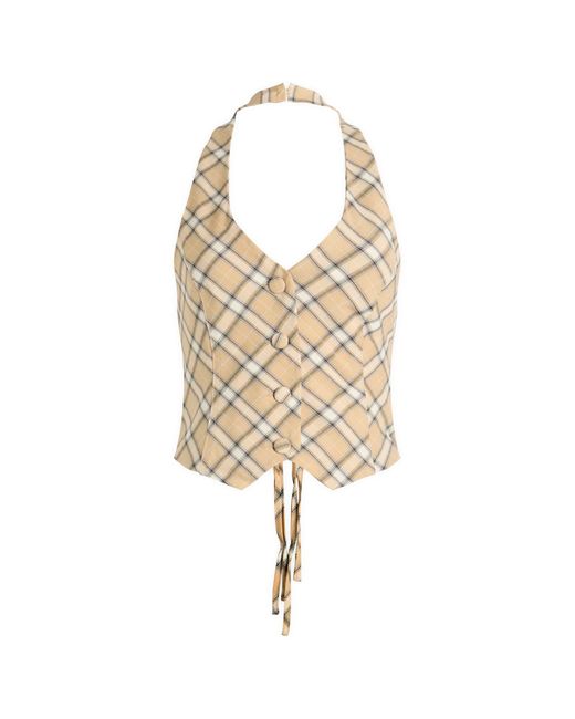 House Of Sunny Natural Sloane Check Waistcoat