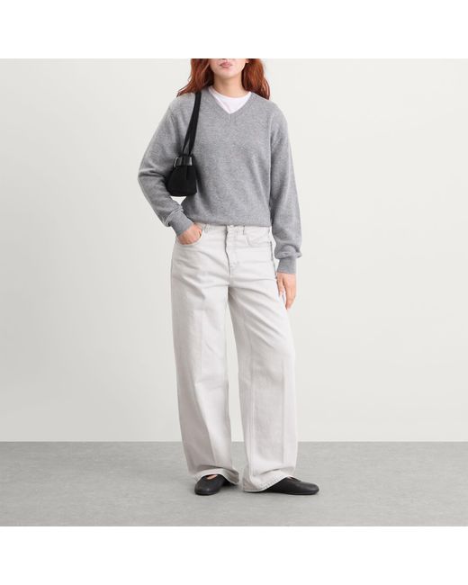 DUNST Gray Cashmere V-Neck Sweater