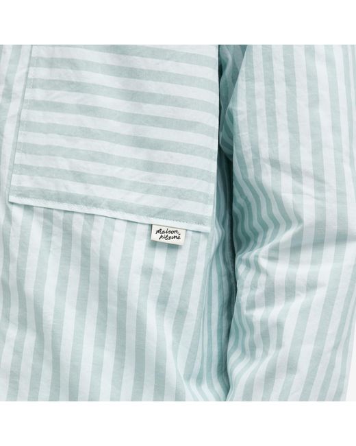 Maison Kitsuné Blue Stripe Pocket Tab Overshirt for men