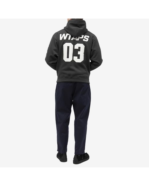 (w)taps Black 29 Printed Pullover Hoodie for men