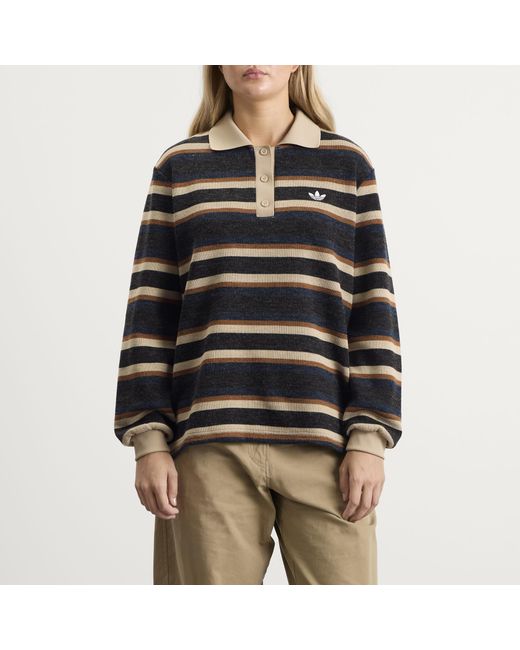Adidas Black Striped Polo Knit Jumper