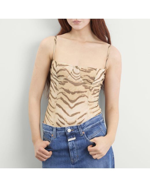 GOOD AMERICAN Natural Mesh Bustier Bodysuit