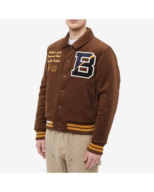 BBCICECREAM Corduroy Collared Varsity Jacket in Brown for Men