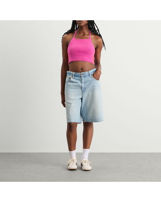 Adidas Pink Fluffy Knitted Halter Top