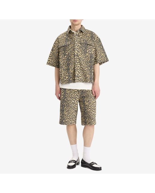 Rhude Brown Leopard Shorts for men