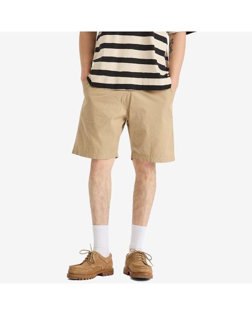 Universal Works Natural Military Shirting Simple Shorts for men
