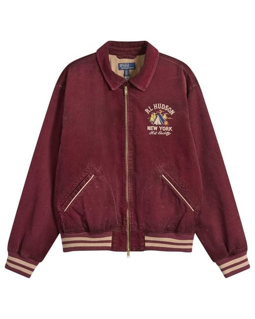 Polo Ralph Lauren Purple Corduroy Arts Club Bomber Jacket for men