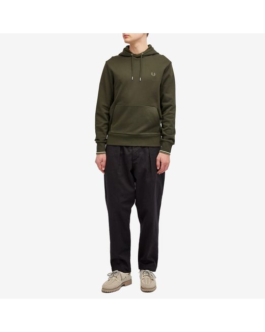 Fred Perry Tipped Popover Hoodie in Green for Men Lyst UK